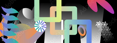 Modern Abstract with Geometric Shapes and Color Gradients