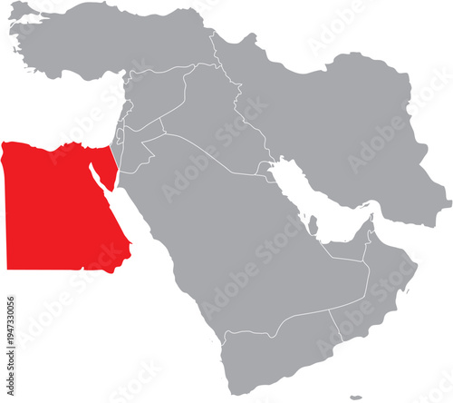 Egypt Highlighted on Middle East Map, Editable Icon