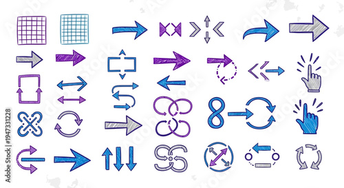 Arrow Doodle Sketch Symbols and Ui Elements for Navigation