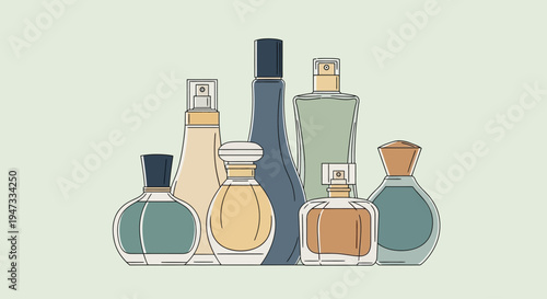 Collection of various perfume bottles in different shapes and colors.