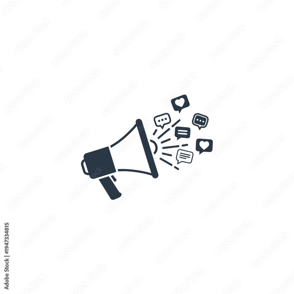 Obraz premium Megaphone with speech bubbles icon.