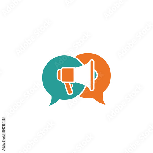 A megaphone in speech bubbles for communication.