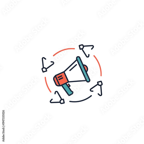 A megaphone with voices and speech bubbles.