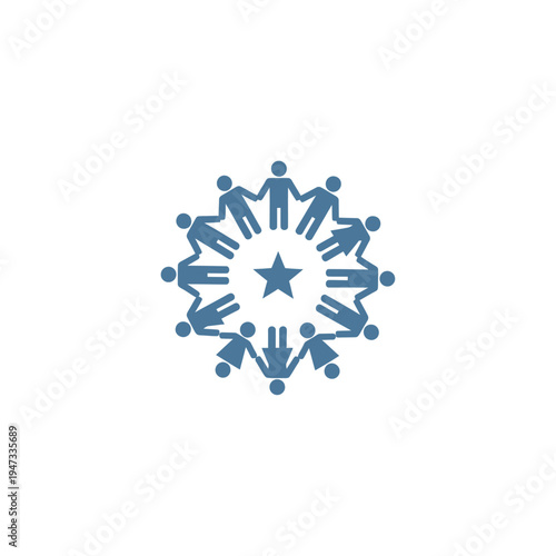 People joining hands in a circle.