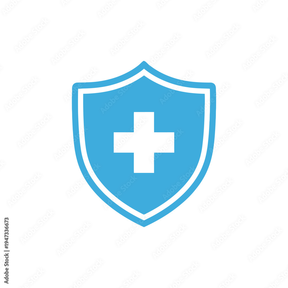 Fototapeta premium Blue shield with white medical cross.