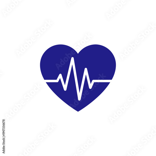 Blue heart with ECG line symbol.