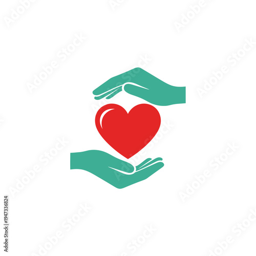 Hands holding a red heart symbol.
