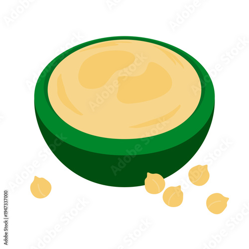 Vector Chickpeas hummus icon. Hummus in a bowl