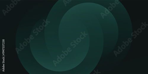 A dark green background with smooth, overlapping circles. The background is green with a gradient texture, creating a modern, abstract style. Minimal abstract circles vector gradient background