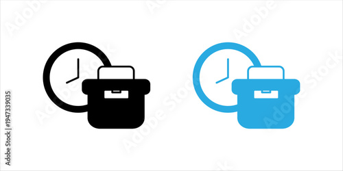 Minimal line icon set.ing a briefcase and clock representing time management, productivity, and work organization. Suitable for business planning, office workflow, and professional efficiency concepts