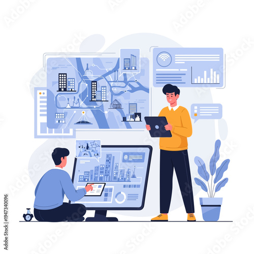 Urban Planners Designing Smart City Infrastructure with Digital Tools