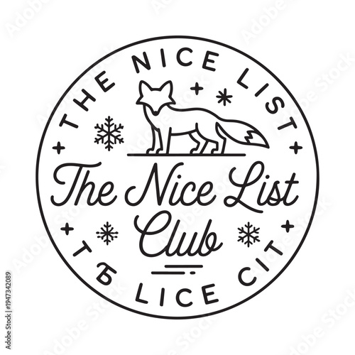 A circular emblem for the nice list club featuring a fox