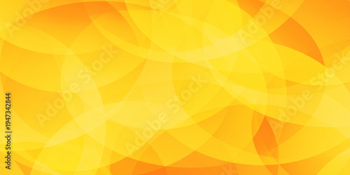 Abstract orange and yellow background with overlapping transparent circles and geometric curves for modern graphic design