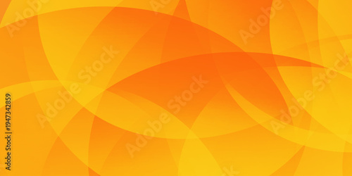 Abstract orange and yellow background with overlapping transparent circles and geometric curves for modern graphic design