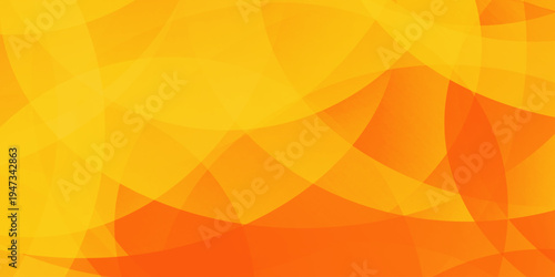 Abstract orange and yellow background with overlapping transparent circles and geometric curves for modern graphic design