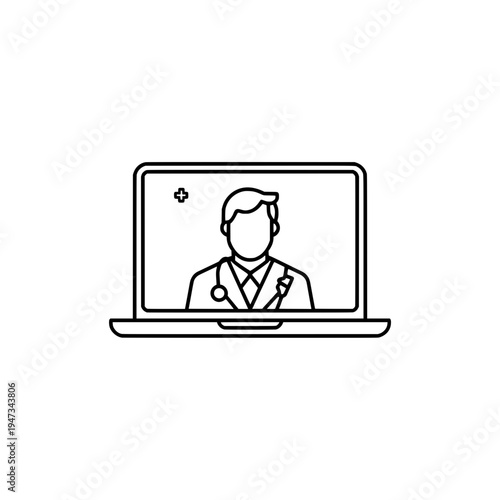 Telemedicine Online Doctor Consultation Outline Icon