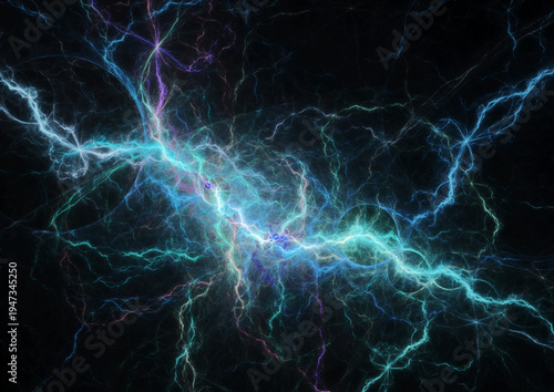 Green lightning, abstract electrical backgroundBlue Electric Plasma Lightning Abstract Energy Background