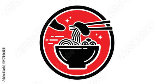 Noodle bowl with chopsticks vector illustration