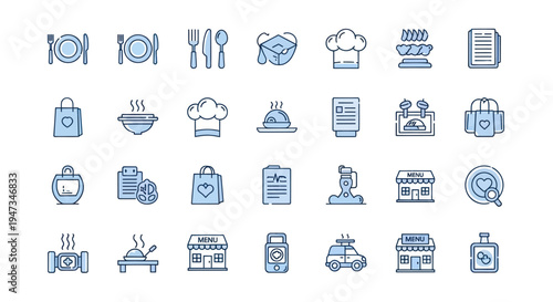 Restaurant icons food service and menu