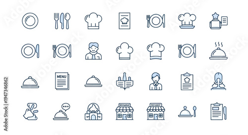 Restaurant icons food service and menu
