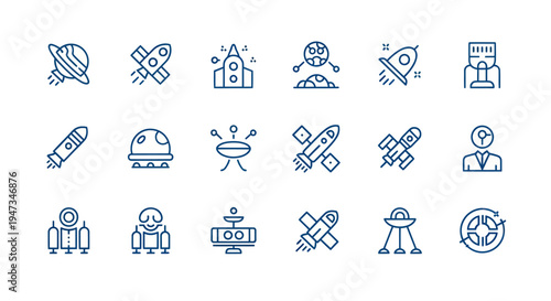 Space exploration and technology icons