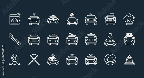 Transportation icons on dark background