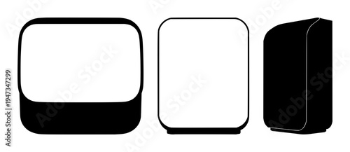 Air purifier set with solid black silhouette on white background featuring smart home, wellness, environmental tech with clean design and minimalist style