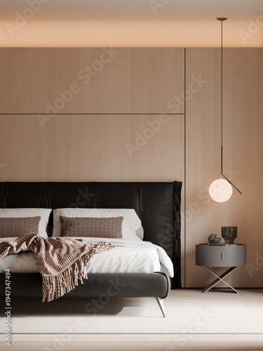 Bild auf Leinwand Modern Minimalist Luxury Bedroom Interior - 3D Render