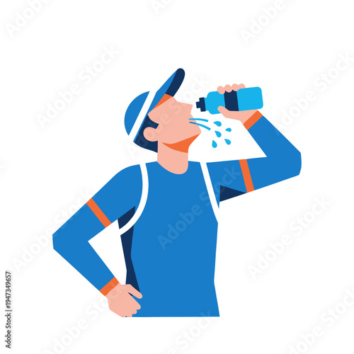 Athlete Drinking Water Bottle After Sports Training, Hydration Concept