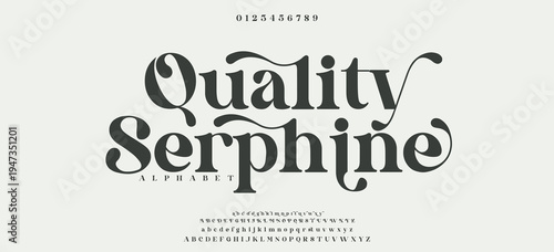Quality Serphine elegant Font Uppercase Lowercase and Number. Classic Lettering Minimal Fashion Designs. Typography modern serif fonts regular decorative vintage concept. vector illustration