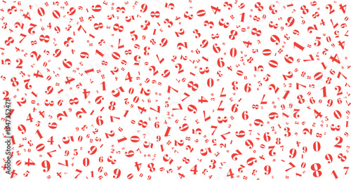 A dynamic vector illustration featuring a random scatter of numbers from zero to nine in various sizes and orientations