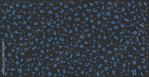 A dynamic vector illustration featuring a random scatter of numbers from zero to nine in various sizes and orientations