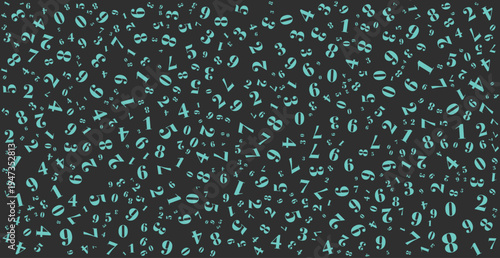 A dynamic vector illustration featuring a random scatter of numbers from zero to nine in various sizes and orientations