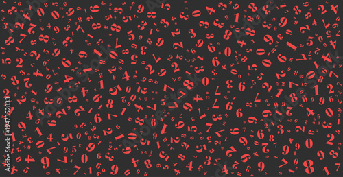 A dynamic vector illustration featuring a random scatter of numbers from zero to nine in various sizes and orientations