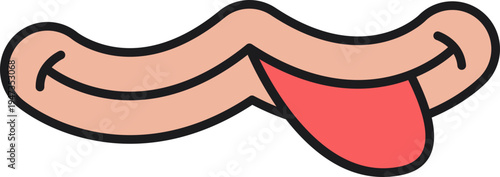 Cartoon Smiling Mouth with Tongue Out Doodle