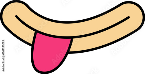 Cartoon Mouth with Tongue Out Doodle