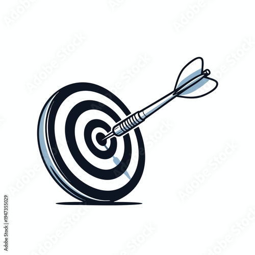 A dart in flight perfectly hits the bullseye on a target