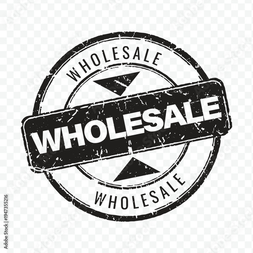 Wholesale text rubber stamp in black ink grunge style for distribution and commercial business supply