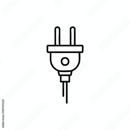 Minimalist outline of an electrical plug with two prongs and attached cord