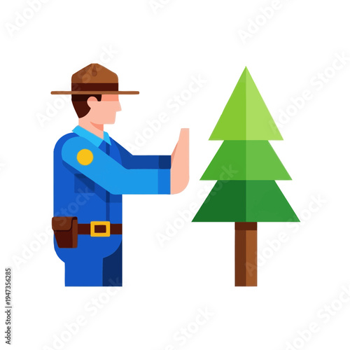 Forest Ranger Protecting Tree