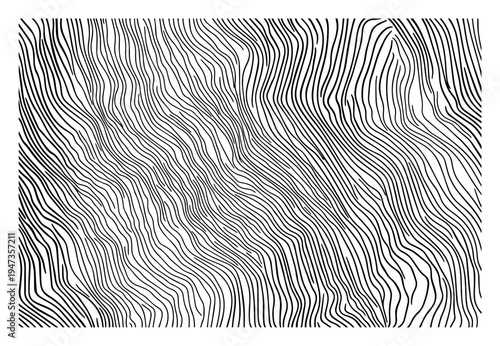 Abstract organic wavy lines texture hand drawn ink background. Vintage wood grain or water ripple pattern sketch for modern design.