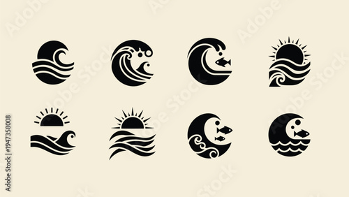 Phases of the moon depicted alongside various celestial and weather symbols. Vector