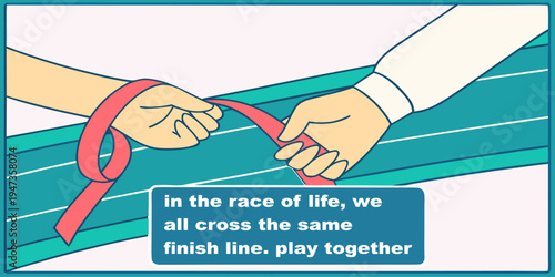 Relay race baton handoff symbolizing teamwork and cooperation in sports. Concept of collaboration, team spirit, competition, athletic partnership and leadership motivation.