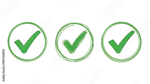 Three green checkmarks indicating approval or successful completion of tasks Vector