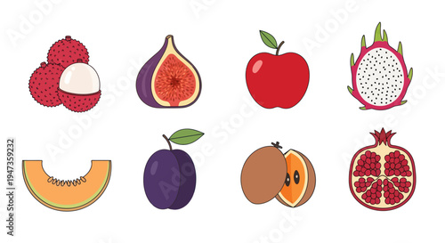 Assortment of fresh fruits isolated on white