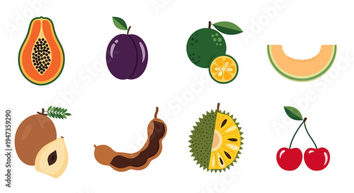 Assortment of fresh fruits isolated on white
