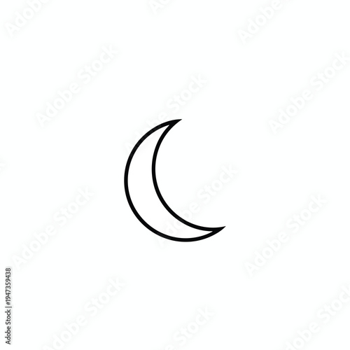 A simple black crescent moon silhouette on a plain white background