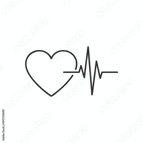 A minimalist line drawing depicts a heart seamlessly connected to a jagged electrocardiogram line