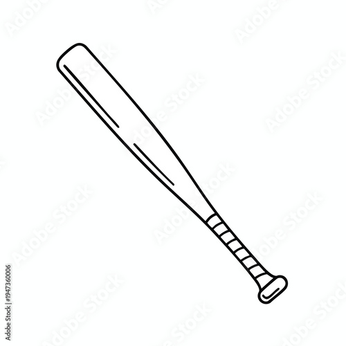 Hand-drawn outline of a wooden baseball bat on a white background