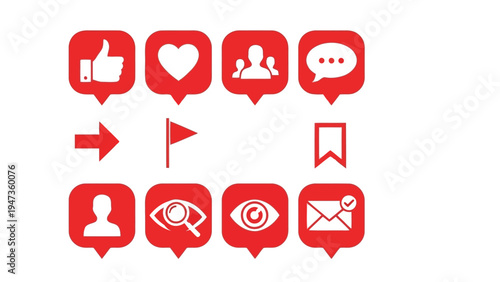 Popular social media icons representing various interactive features and notifications Vector